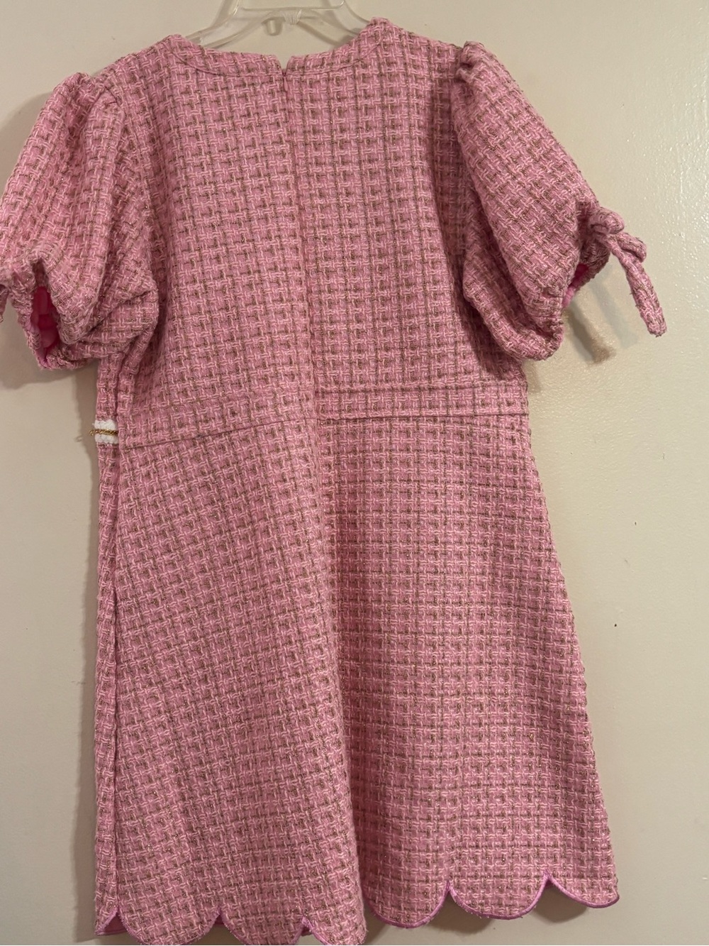 Simply Southern Pink Tweed Mini Dress with Scalloped Hem L XL - Picture 10 of 13